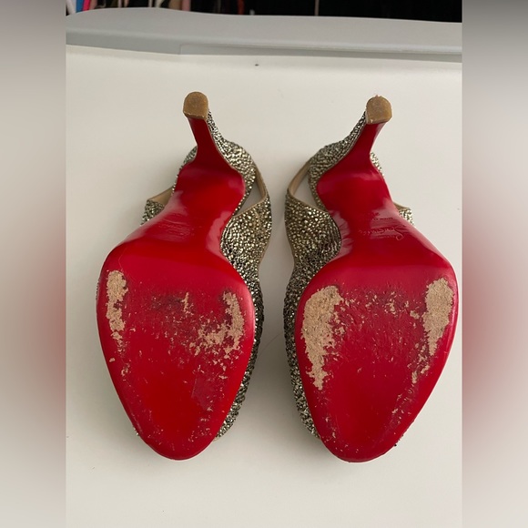 Christian Louboutin Crystal Gold Heels - Picture 3 of 3